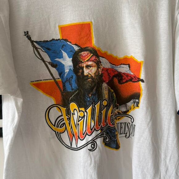 Vintage Screen Stars 80s Willie Nelson Tour Ringer Tee - Picture 3 of 8